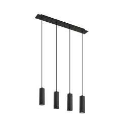 Lindby hængelampe Joffrey, 76 cm, sort, 4 lyskilder, GU10