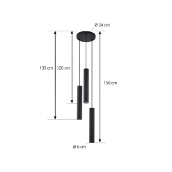 Lindby hængelampe Joffrey, Ø 24 cm, sort, 3 lyskilder, GU10