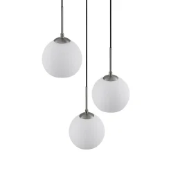 Lindby hængelampe Jurian, Ø 32 cm, 3 lyskilder, nikkel/opal, glas