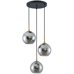 Lindby hængelampe Jurian, 32 cm, 3 lyskilder, bronze, røg, glas