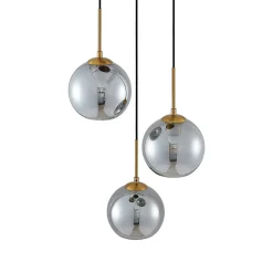 Lindby hængelampe Jurian, 32 cm, 3 lyskilder, bronze, røg, glas