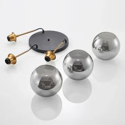 Lindby hængelampe Jurian, 32 cm, 3 lyskilder, bronze, røg, glas
