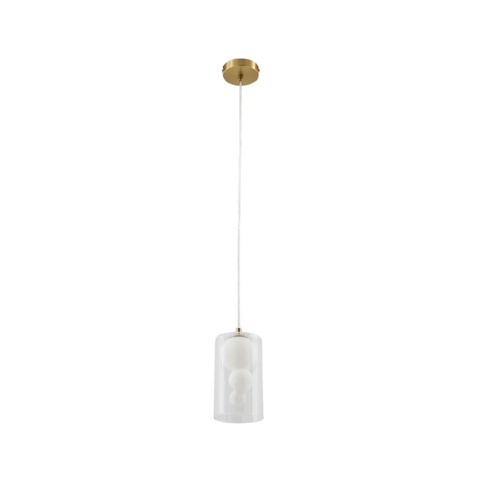 Lindby hængelampe Kupla, opal/klar, glas, 1 lyskilde, G9