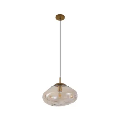 Lindby hængelampe Lelia, ravfarvet, glas, Ø 35 cm