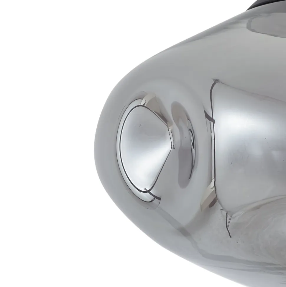 Lindby hængelampe Lelia, røggrå, glas, Ø 35 cm