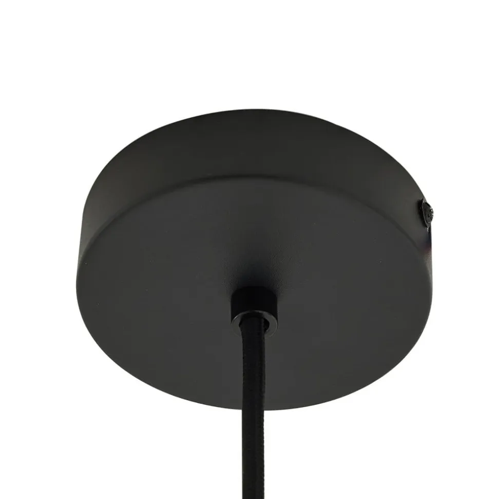 Lindby hængelampe Lelia, røggrå, glas, Ø 35 cm
