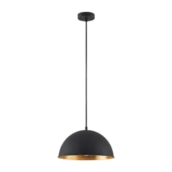 Lindby hængelampe Leya, sort/guld, metal, Ø 30 cm, E27