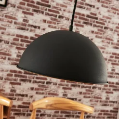 Lindby hængelampe Leya, sort/guld, metal, Ø 30 cm, E27