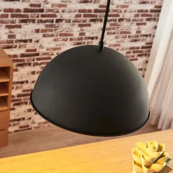 Lindby hængelampe Leya, sort/guld, metal, Ø 30 cm, E27