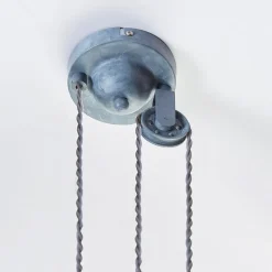 Lindby hængelampe Louisanne, justerbar, grågrøn, metal