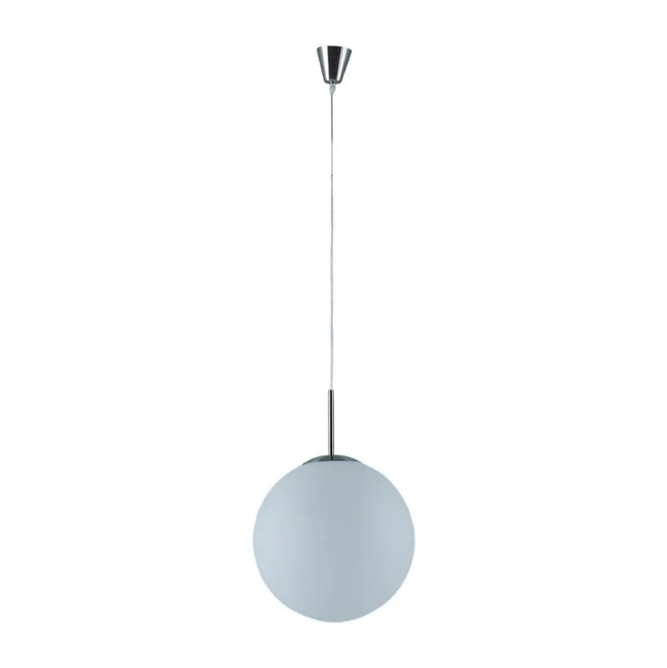 Lindby hængelampe Marike, Ø 35 cm, hvid, glas, kugle, E27