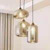 Lindby Hængelampe Marla, Rondell, Glas, røggrå, 50 cm