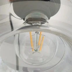 Lindby Hængelampe Marla, Rondell, Glas, røggrå, 50 cm