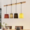 Lindby hængelampe Moscow , farverig, tekstil, træ, E27, 116 cm