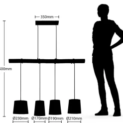 Lindby hængelampe Moscow , farverig, tekstil, træ, E27, 116 cm