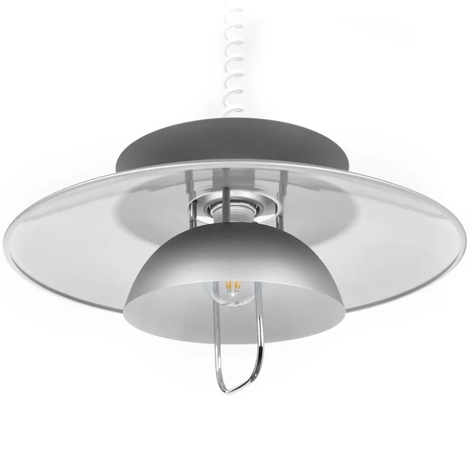 Lindby hængelampe Nadija, grå, 43 cm, højdejusterbar, E27