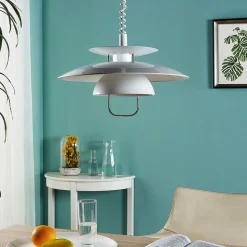 Lindby hængelampe Nadija, hvid, 43 cm, højdejusterbar, E27
