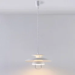 Lindby hængelampe Nadija, hvid, 43 cm, højdejusterbar, E27