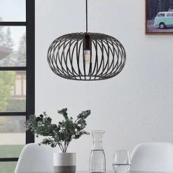 Lindby hængelampe Nahele, brun, metal, Ø 40 cm, E27