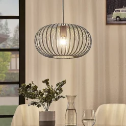 Lindby hængelampe Nahele, brun, metal, Ø 40 cm, E27