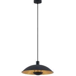 Lindby hængelampe Narisara, Ø 40 cm, E27, sort-guld