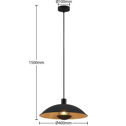Lindby hængelampe Narisara, Ø 40 cm, E27, sort-guld