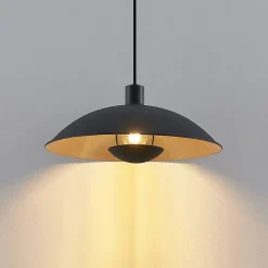 Lindby hængelampe Narisara, Ø 40 cm, E27, sort-guld