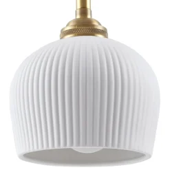 Lindby hængelampe Nolane, Ø 11 cm, keramik, hvid/messing