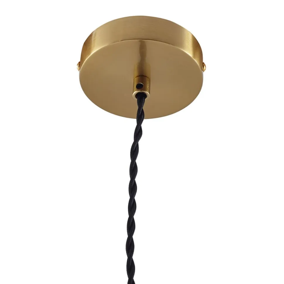 Lindby hængelampe Nolane, Ø 11 cm, keramik, hvid/messing