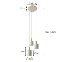 Lindby hængelampe Ovelia, beige, 3 lyskilder, metal, E27