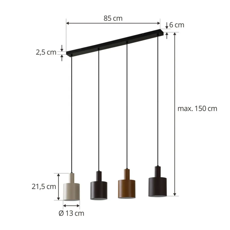 Lindby hængelampe Ovelia, brun/kaffe/beige, 4 lyskilder, E27