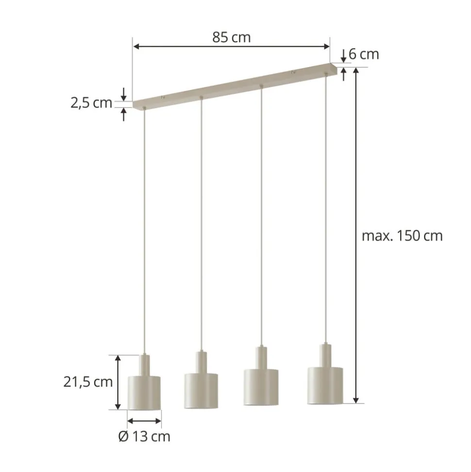 Lindby hængelampe Ovelia, beige, 4 lyskilder, metal, E27