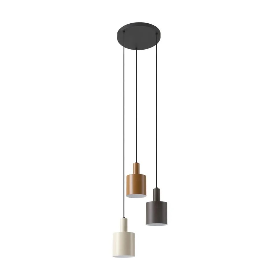 Lindby hængelampe Ovelia, brun/kaffe/beige, 3 lyskilder, E27