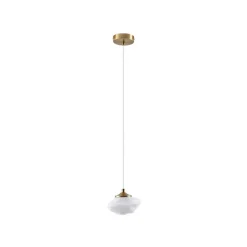 Lindby hængelampe Piatra, opal/messing, glas, Ø 16 cm, G9