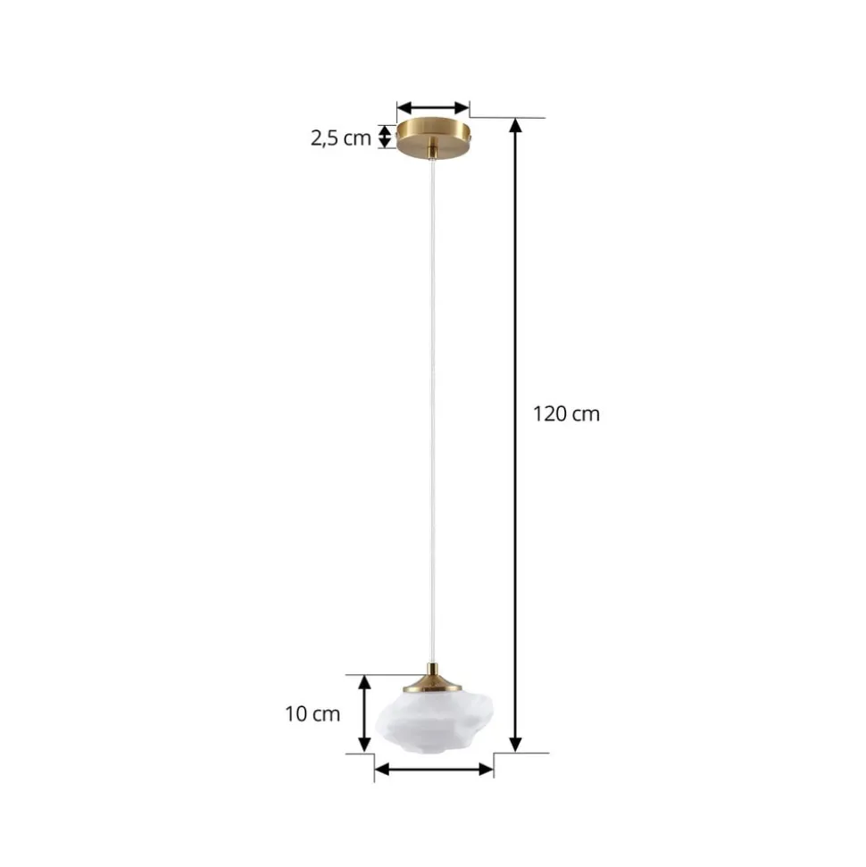 Lindby hængelampe Piatra, opal/messing, glas, Ø 16 cm, G9