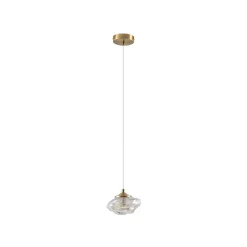 Lindby hængelampe Piatra, rav/messing, glas, Ø 16 cm, G9