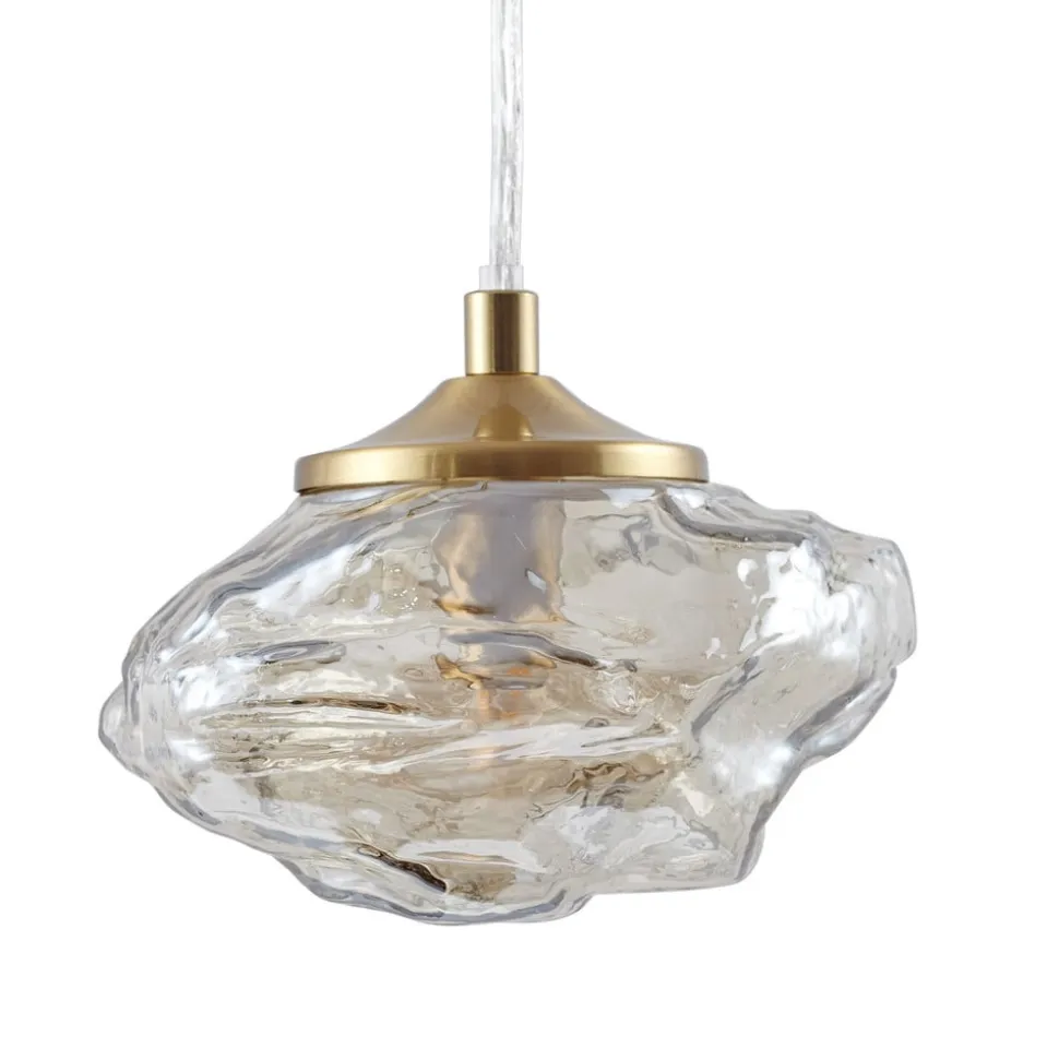 Lindby hængelampe Piatra, rav/messing, glas, Ø 16 cm, G9