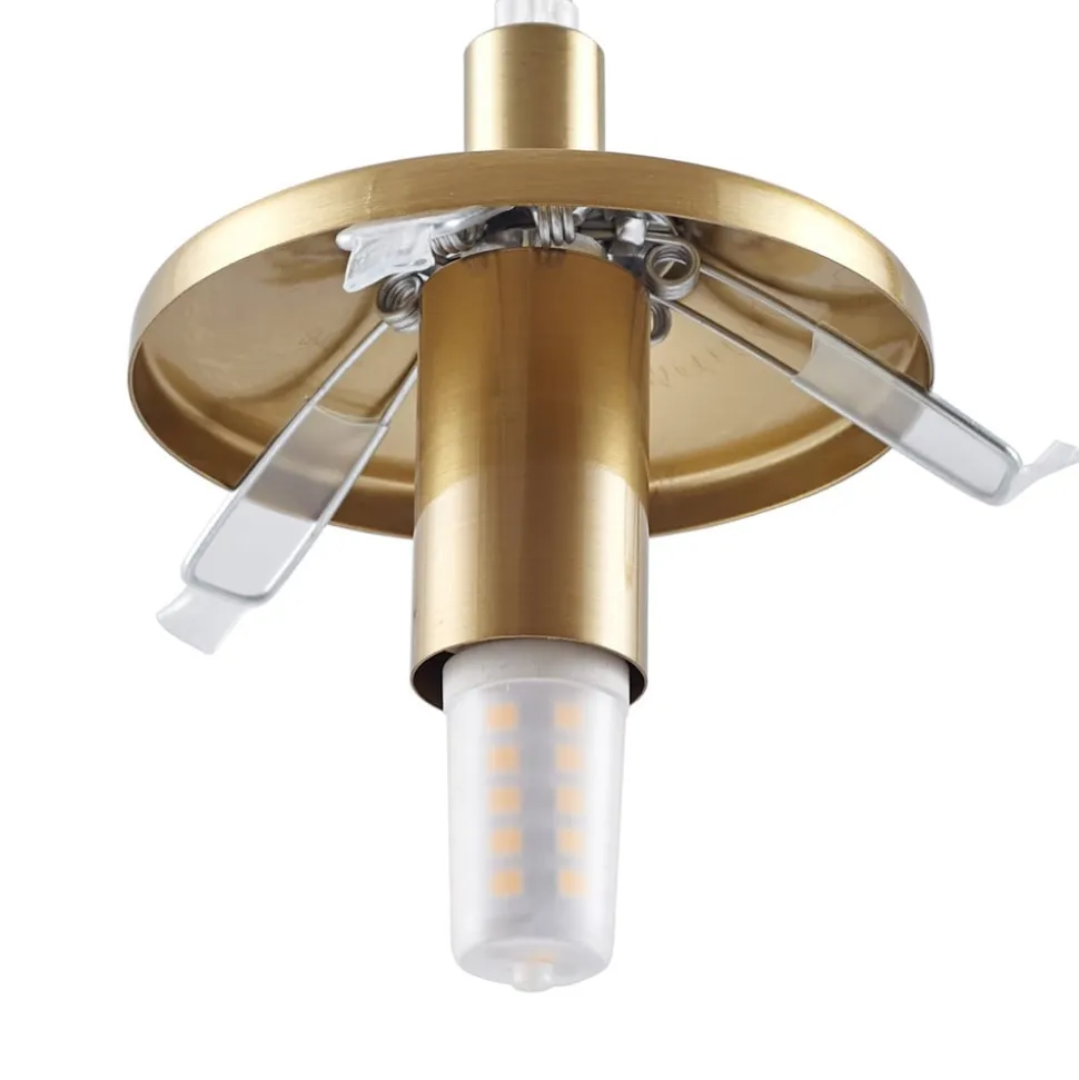 Lindby hængelampe Piatra, rav/messing, glas, Ø 16 cm, G9