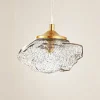 Lindby hængelampe Piatra, røg/messing, glas, Ø 16 cm, G9