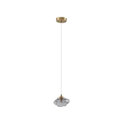 Lindby hængelampe Piatra, røg/messing, glas, Ø 16 cm, G9