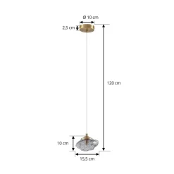 Lindby hængelampe Piatra, røg/messing, glas, Ø 16 cm, G9