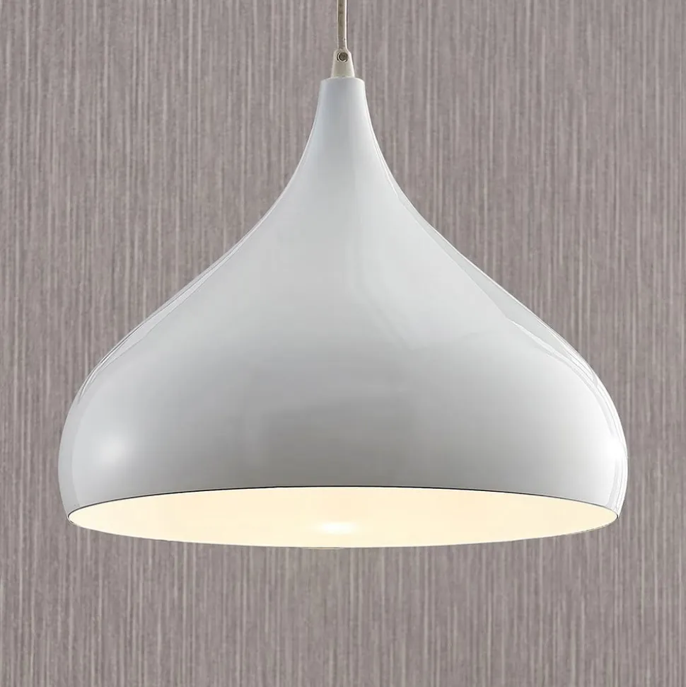 Lindby hængelampe Ritana, hvid, metal, Ø 31 cm, E27