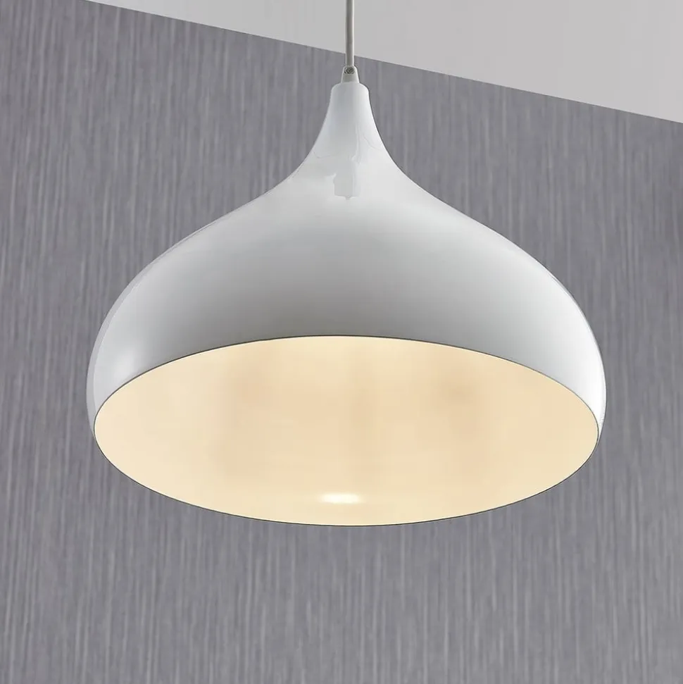 Lindby hængelampe Ritana, hvid, metal, Ø 31 cm, E27