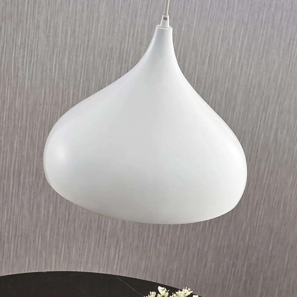 Lindby hængelampe Ritana, hvid, metal, Ø 31 cm, E27