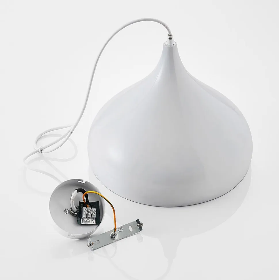 Lindby hængelampe Ritana, hvid, metal, Ø 31 cm, E27