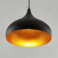 Lindby hængelampe Ritana, sæt af 2, sort-guld, metal, E27