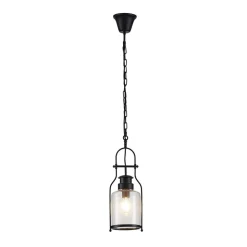 Lindby hængelampe Rozalie, sort, metal, lygte, 21cm