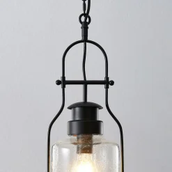 Lindby hængelampe Rozalie, sort, metal, lygte, 21cm