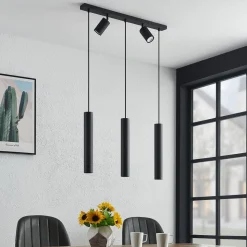 Lindby hængelampe Sanad, 70 cm, 5 lyskilder, sort, GU10