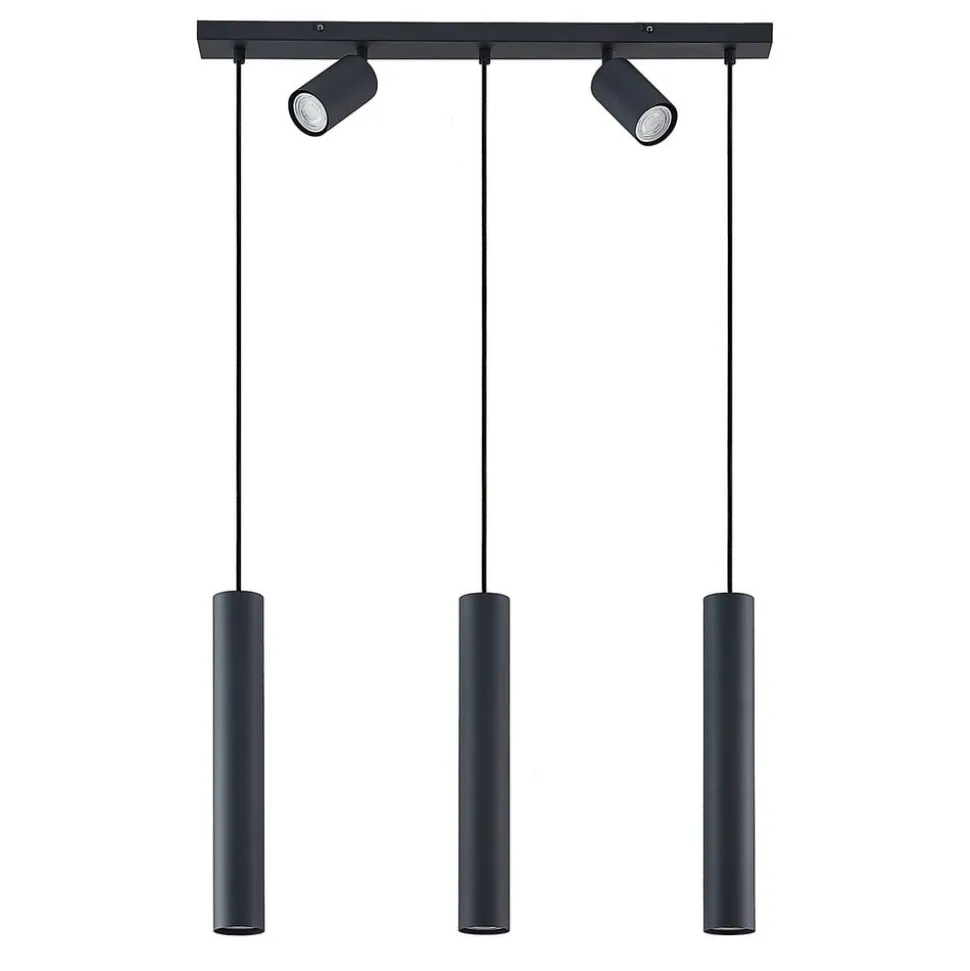 Lindby hængelampe Sanad, 70 cm, 5 lyskilder, sort, GU10
